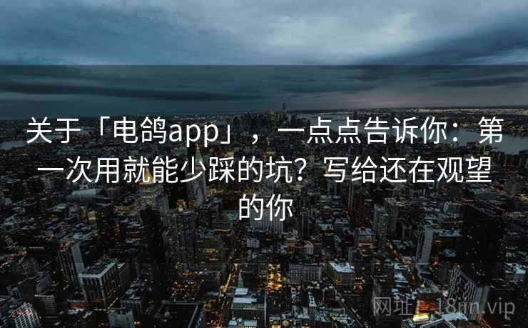 关于「电鸽app」，一点点告诉你：第一次用就能少踩的坑？写给还在观望的你