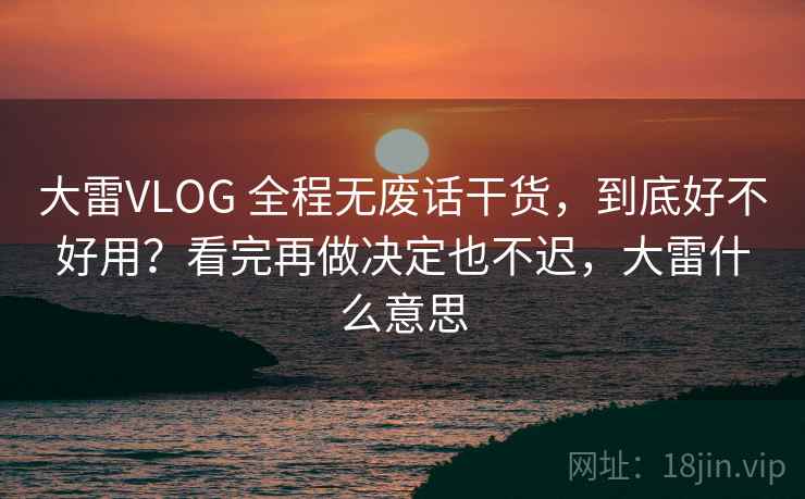 大雷VLOG 全程无废话干货，到底好不好用？看完再做决定也不迟，大雷什么意思